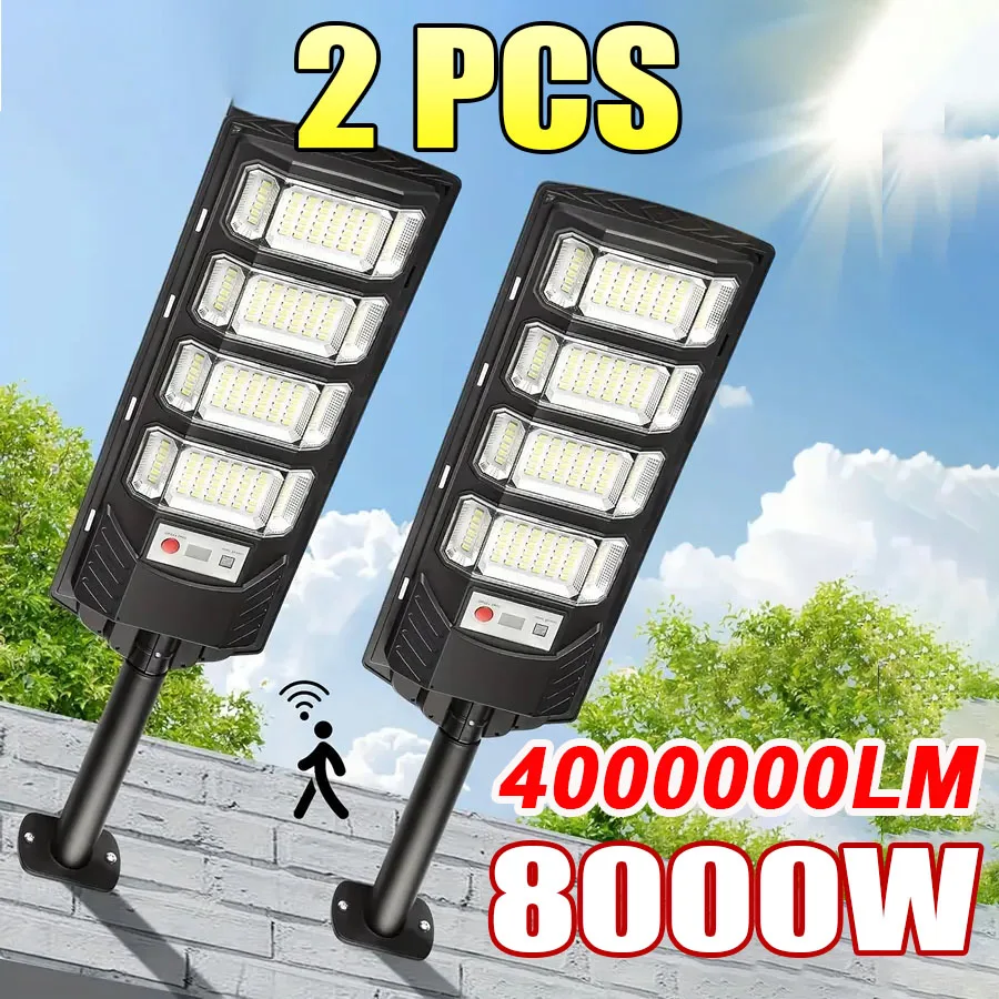 1/2PCS 4000000LM 8000W/5000W/3000W Solar Led Light Outdoor Powerful Outdoor Motion Sensor Solar Lamp Wall Garden Street Lamp