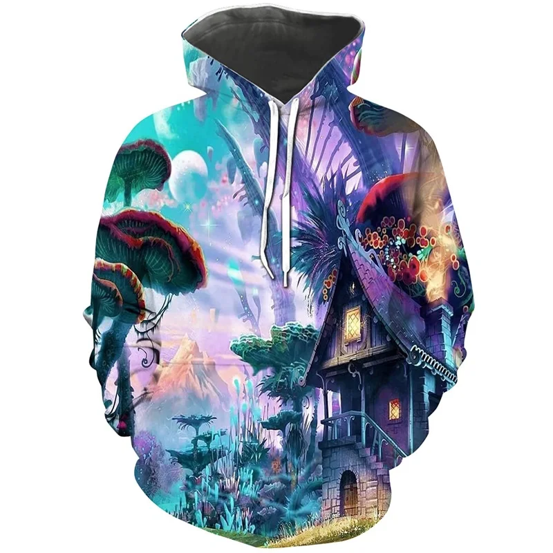 Colorful Magic Mushroom Hoodie For Men Women 3D Printing Abstract Pattern Pullovers Sweatshirt Casual Long Sleeve Men Hoodies