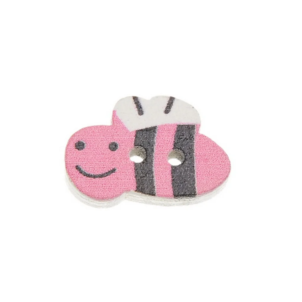 

100Pcs Wooden Bee Buttons Durable Colorful DIY Craft Scrapbooking Sewing Decoration for Clothes Bags Wooden Bee Button