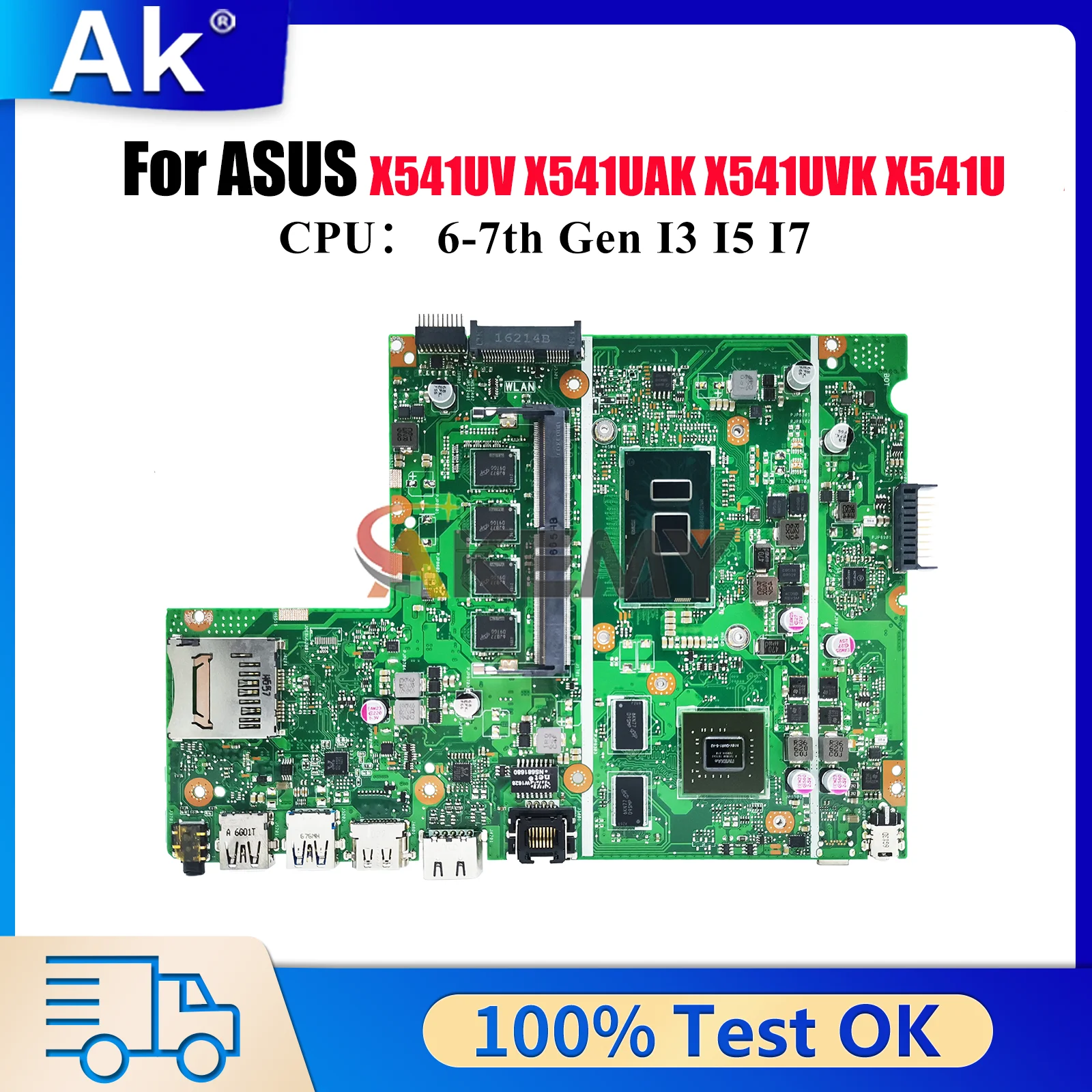 

X541UV Материнская плата для ноутбука ASUS VivoBook X541UV X541UAK X541UJ A541U F541U A541U X541UVK R541U X541U Материнская плата I3 I5 I7 CPU