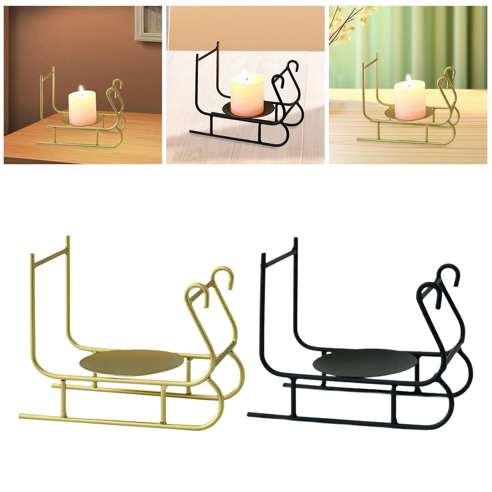 Candle Holder Stand Modern Decorative Creative Ornament Christmas Sleigh Shape for Wedding Bedroom Reception Drawing Room Hotel