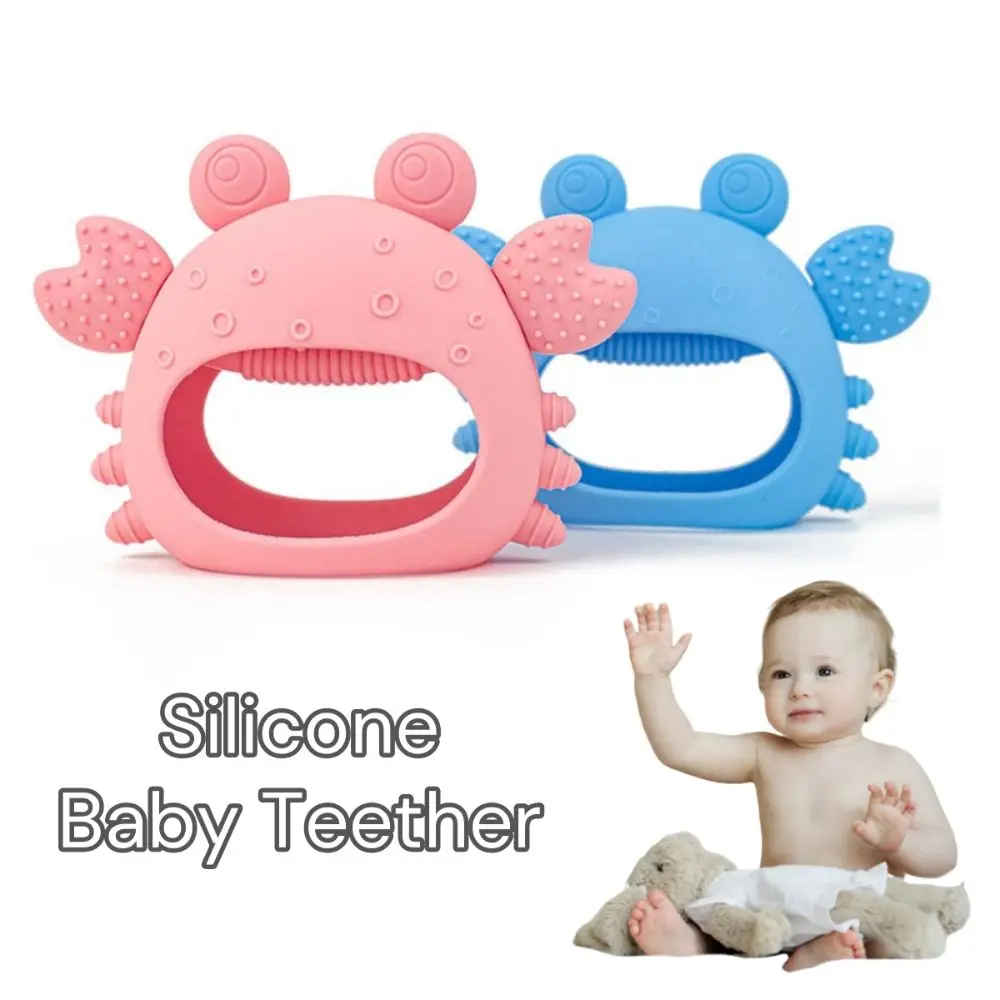 

Cartoon Crab Baby Teether Toy Silicone Pink Blue Infant Grinding Gum Protects Teeth without BPA Baby Soothing Gum