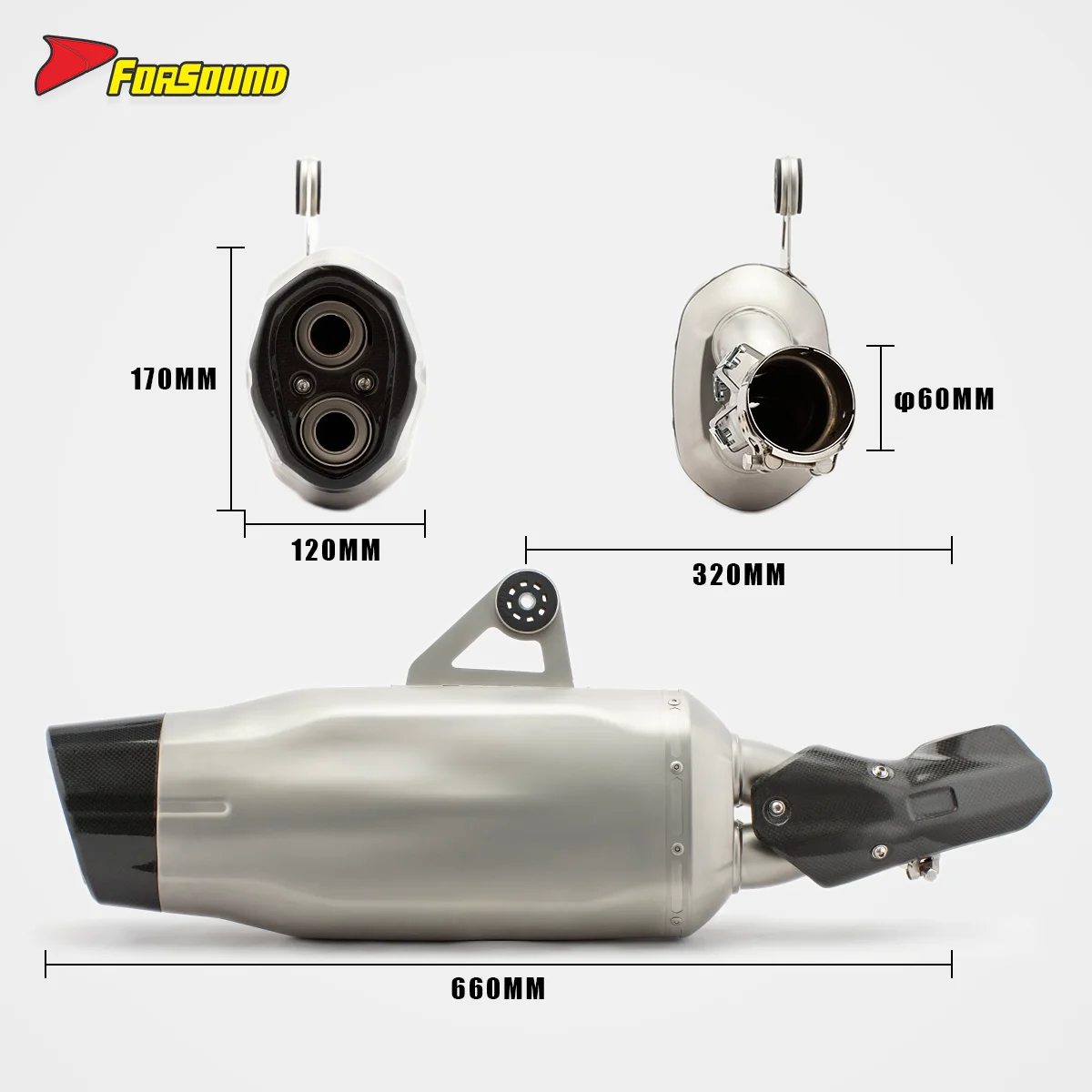 Forsound Factory Wholesale Price  R1200GS Titanium Exhaust Valved Muffler with Mid Pipe Resonator