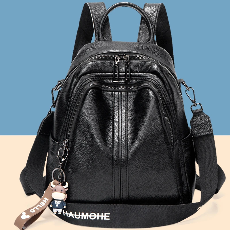 

Chikage Fashion Trend Cowhide Large Capacity Backpack Female Fashion Luxury Female Bag Simple Leisure Student Schoolbag