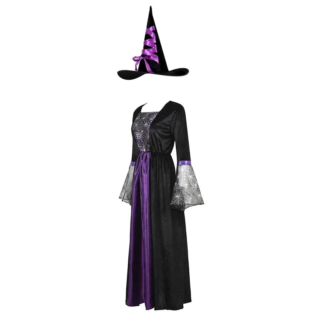 Traje de bruxa feminino longo feiticeira vestido clássico adulto roupas renascentistas halloween vestir-se disfarce role play festa outfit