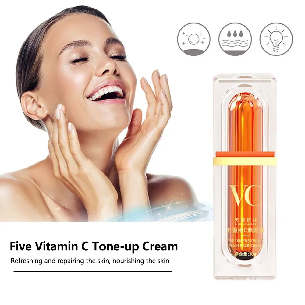 30 جرام فيتامين C كريم وجه تبييض VC لون البشرة حتى الجلد كسول الرعاية مكافحة ماكياج ترطيب الشيخوخة مرطب كريم مستحضرات التجميل E3X8 #5