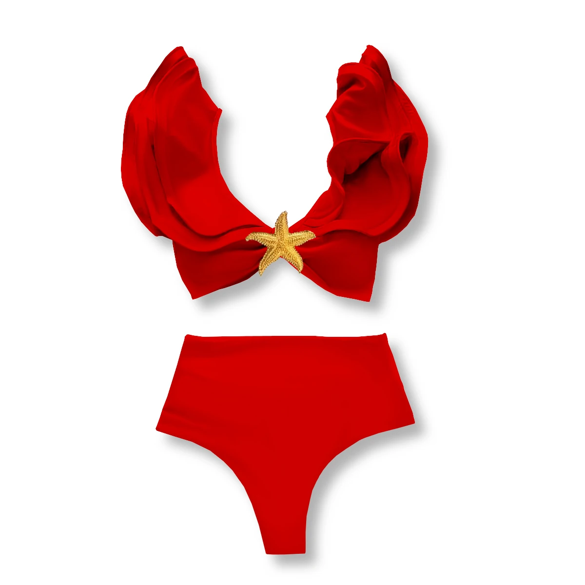 3 Pieces Sexy Bikinis Set Shoulder Ruffle Swimsuit Women 2025 Swimwear Shiny Star Swim Suits Female Bodysuit Bathsuit Beachwear image 5