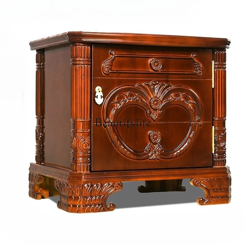 

European solid wood invisible safe 58cm all-steel small large-capacity smart bedroom bedside safe box