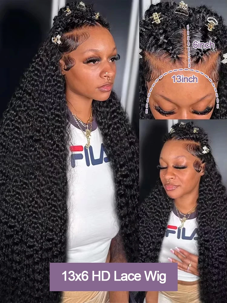 40 بوصة باروكة من شعر طبيعي موجة عميقة 13X6 Hd مجعد الدانتيل غلويليس الشعر البشري 100 أمامي 7X5 الدانتيل الباروكات شعر مستعار أسود طبيعي مجعد