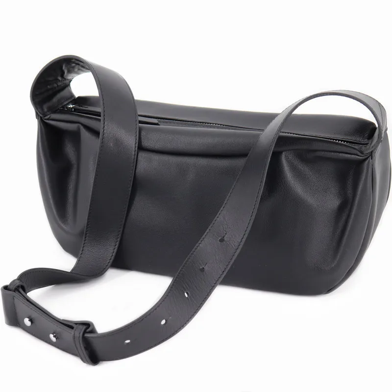 Simple Fashion Women Cowhide Crossbody Bag Black Hobo Shoulder Bags Female Wide Strap Handbags Natural Real Leather Ladies Purse