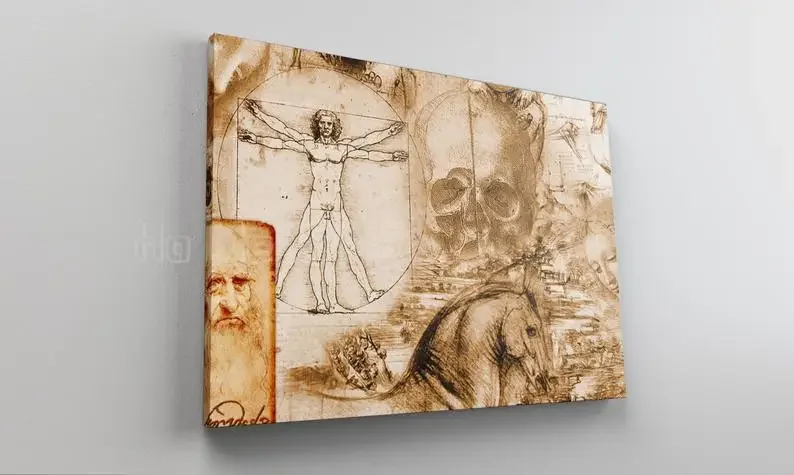 Leonardo Da Vinci Vitruvian Adam Canvas Art Print Wall Decor