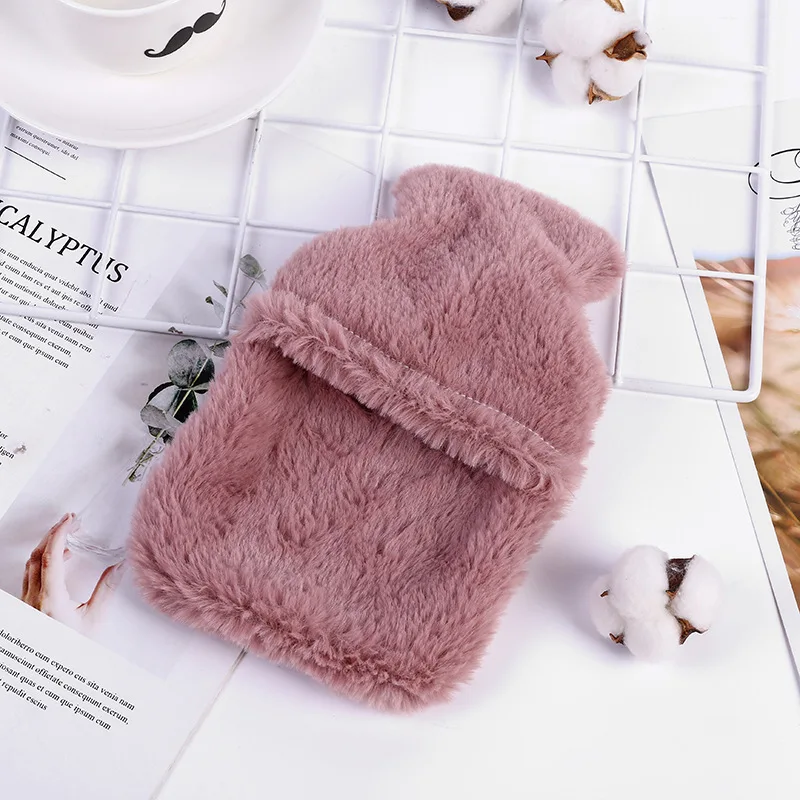 plush cloth cover hot water bag removable and washable pvc water injection warm water bag explosion-proof cartoon hand warmer