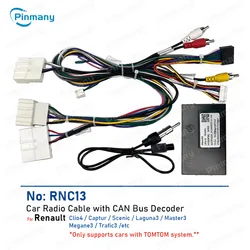 Auto Radio Cable RNC13 Wire Harness Adapter CAN Bus Decoder for Renault Clio4 Captur Megane Scenic Laguna Master Trafic 3 Tomtom