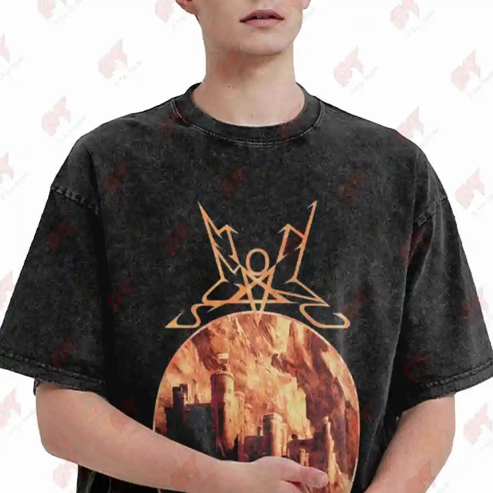 Summoning Stronghold Black Metal Vintage Washed Tee Pure Cotton T-Shirt