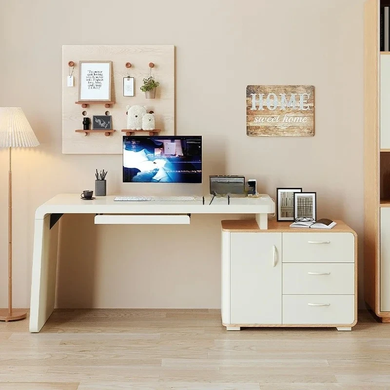 

Corner desk Solid wood integrated L-shaped computer Simple furniture Retractable desk