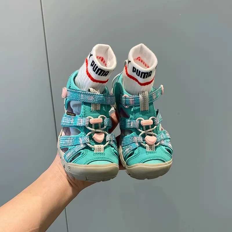 Summer Boys and Girls Universal Color Matching Breathable Outdoor Casual Sandals Children Candy-colored Beach Flat Sandals.