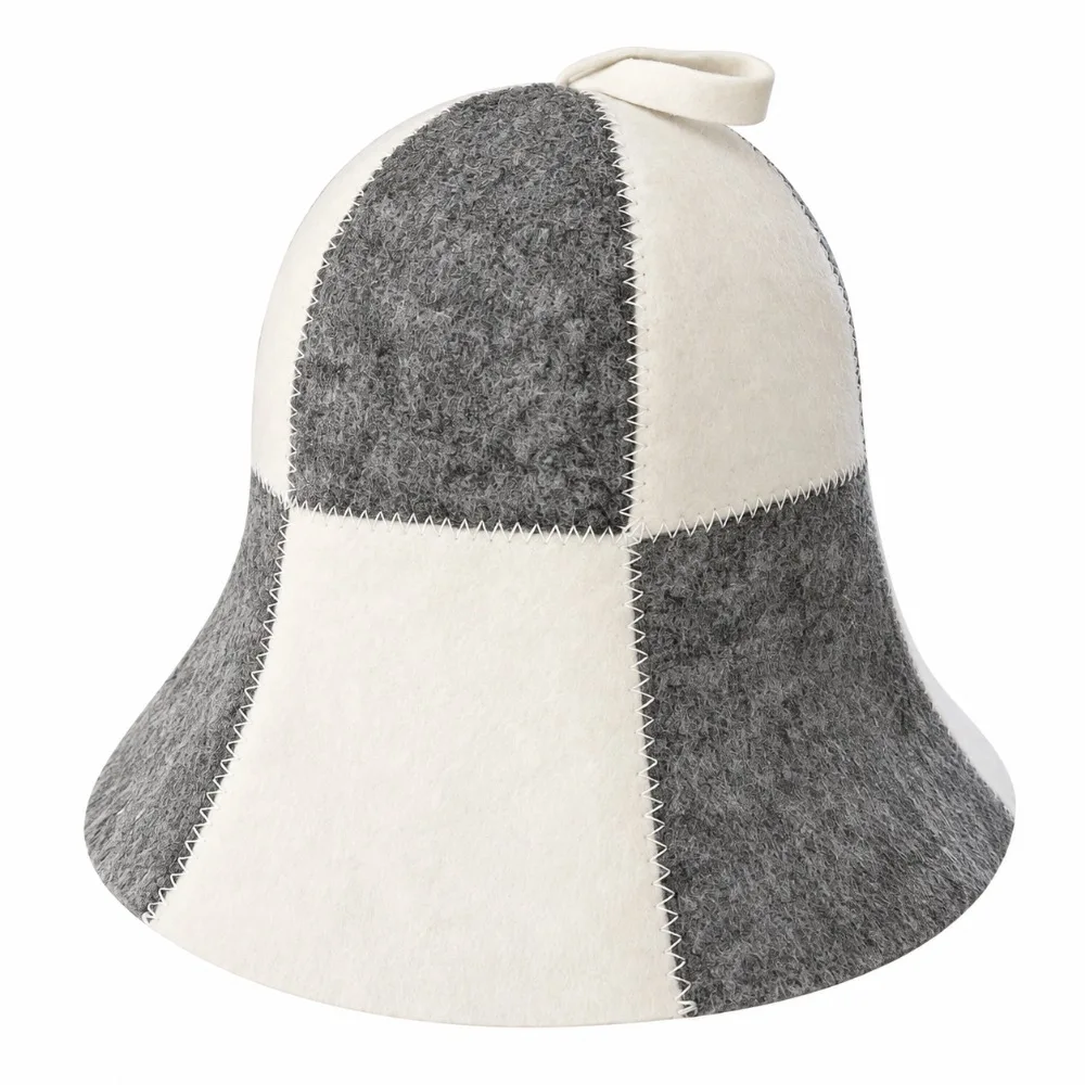 New Leaf Pattern Sauna Hat Felt Snowflake Polka Dot Sauna Cap Hanging Loop Protective Hair Protection Hat Bathroom Accessories