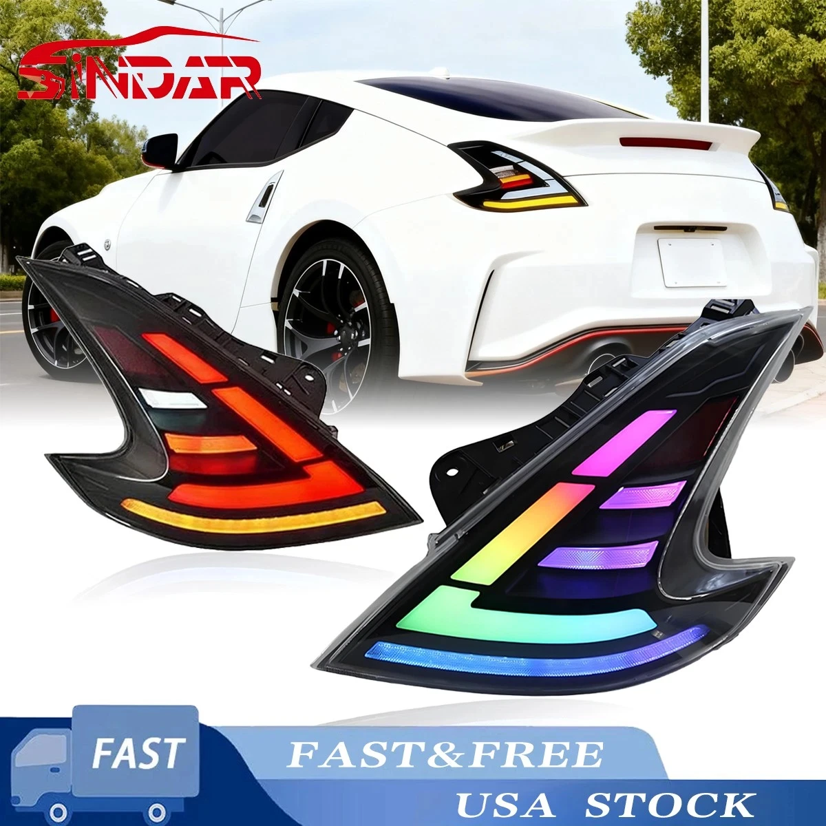 

SINDAR for Nissan 370Z 2008-2019 Upgrade RGB Taillights Assembly Modified LED Projector Tail Lamp Accessories