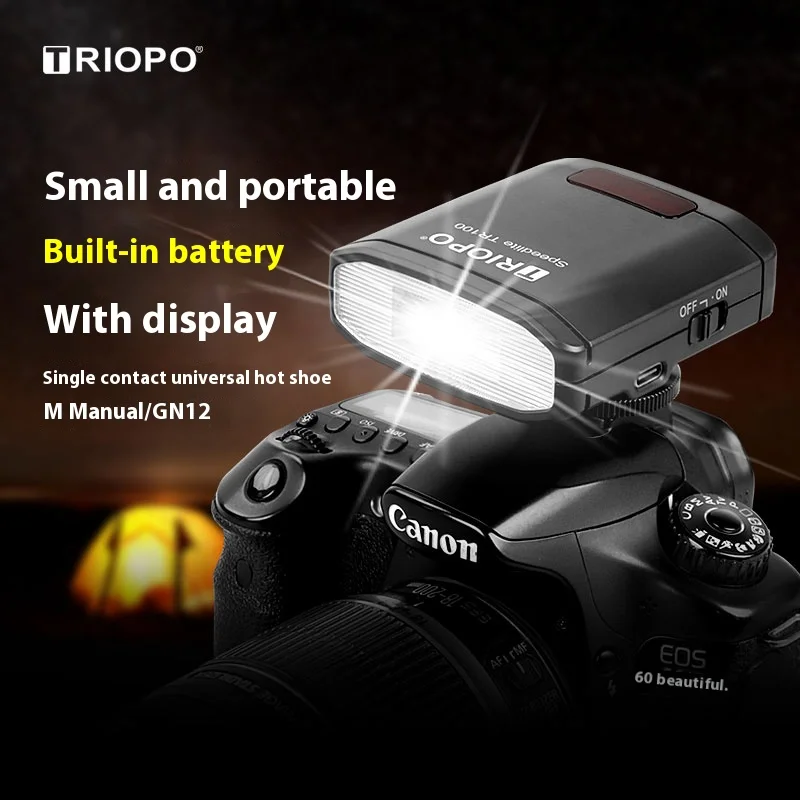 TRIOPO TR100 Mini Flash Speedlite Portable Camera Flash for Nikon canon Fuji sony Panasonic Olympus DSLR Camera