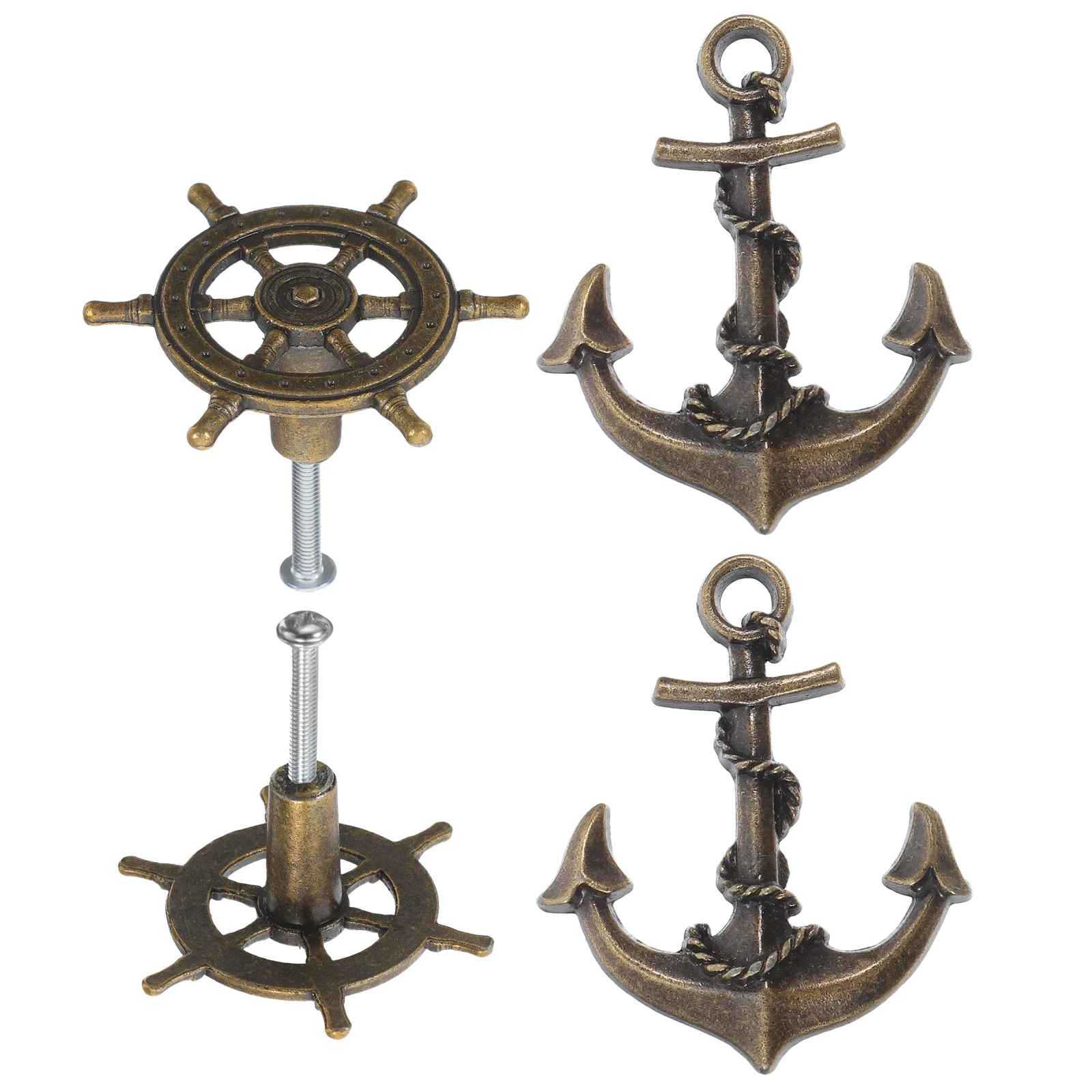 4 قطعة مرساة السفينة درج يسحب الرجعية بحري مقابض للخزانة للأثاث أجهزة المطبخ مقابض أدراج معدنية نمط خمر