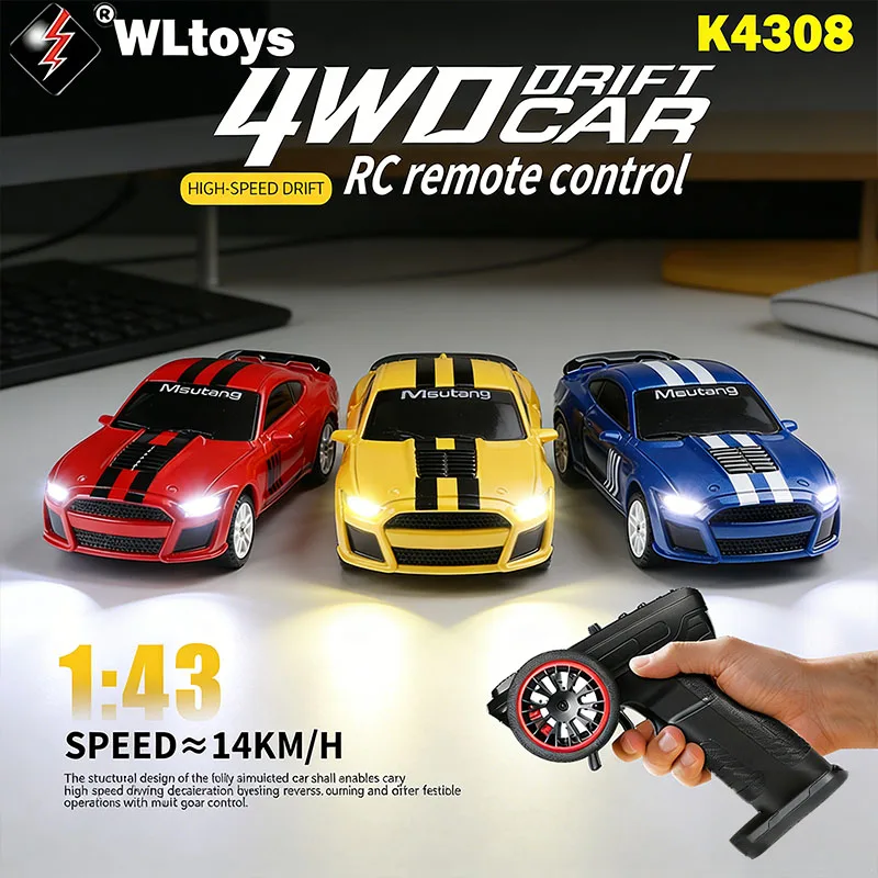 

Радиоуправляемая машинка WLtoys K4308 1/43, литиевая батарея 3.7В, пульт управления 2.4G, полноприводная подвеска и светодиодные фары, гоночные и дрифт-шины