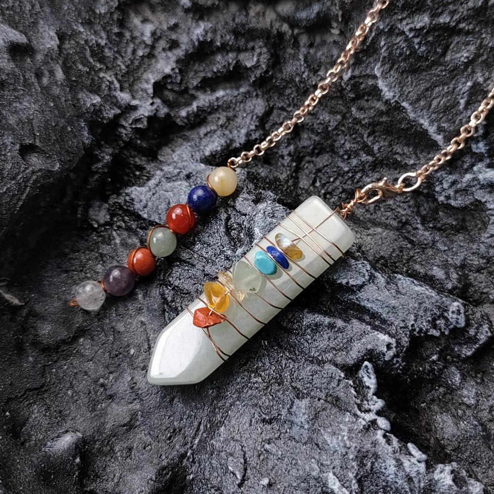 Crystal, Agate, Jade, Seven-color Stone Combination Set, Arrow-wound Hexagonal Column, Gypsum Tower, Yoga Stone