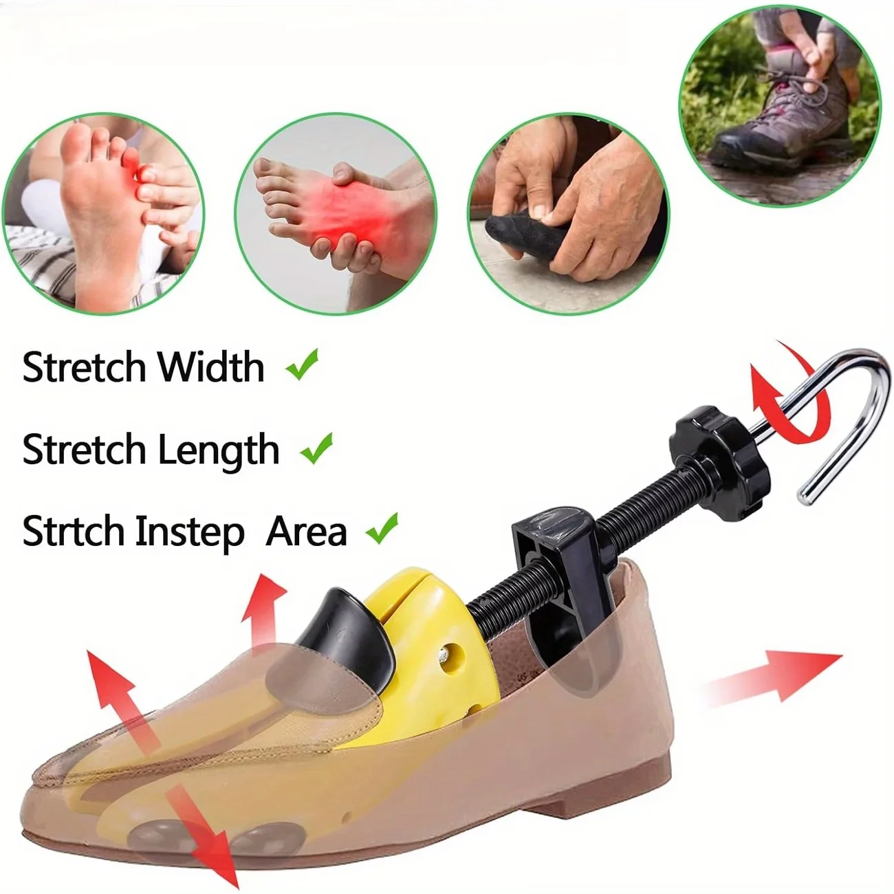 1 Shoe Stretcher, Specifically Designed for Length and Width Adjustments - These Adjustable Shoe Expanders Feature a Four-Way Adjustment Function and Are Made from Durable Plastic, Ideal for Shoe Repair, Size Changes, and General Shoe Care