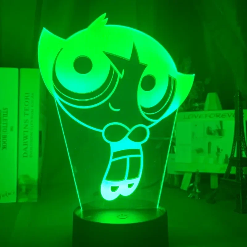 Anime Powerpuff Girls Cartoon Kawaii LED Night Light Desktop Trendy Decorative Ornaments Girlfriend Birthday Gift Wholesale