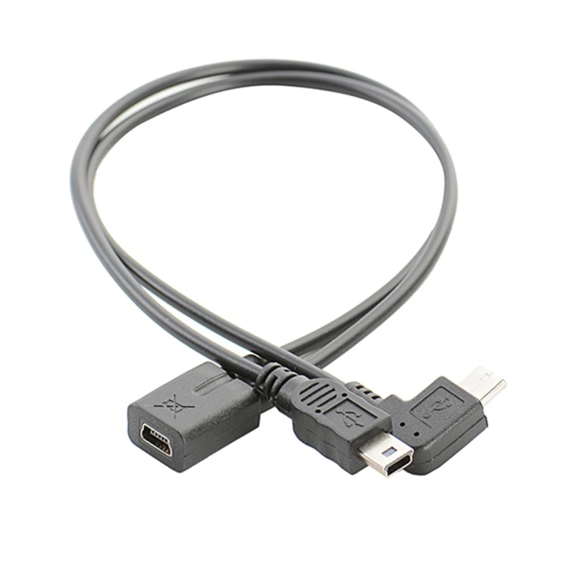 Flexible Mini USB Splitter Mini 5p Female to Mini 5p Male+micro Male Extender Cable Micro USB Extension Cable 11.81in