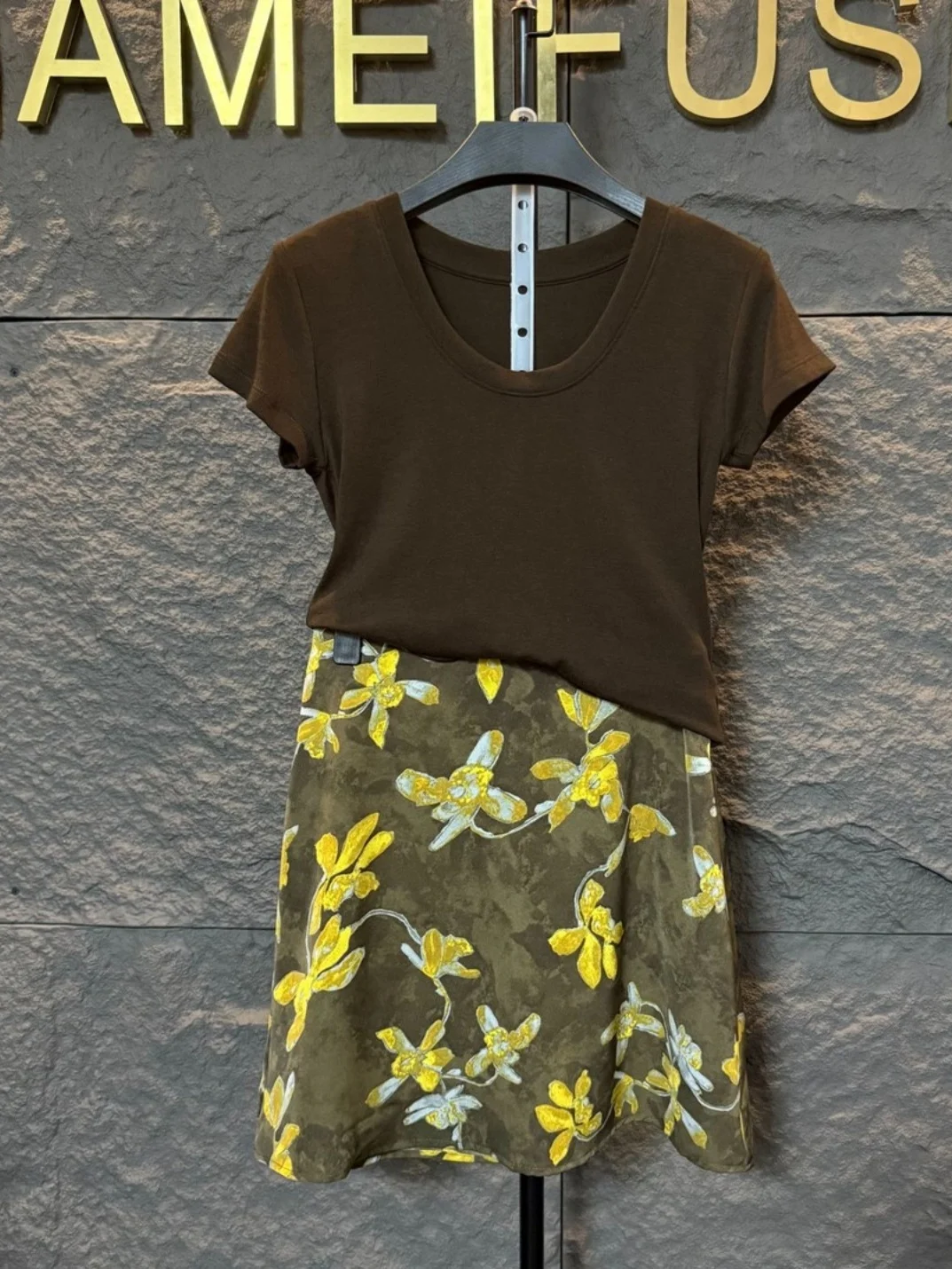 Slimming A-Line Half Skirt Women's High Waist Oil Painting Relief Print Casual Short Skirt with Inner  Non-Stretch Fabric