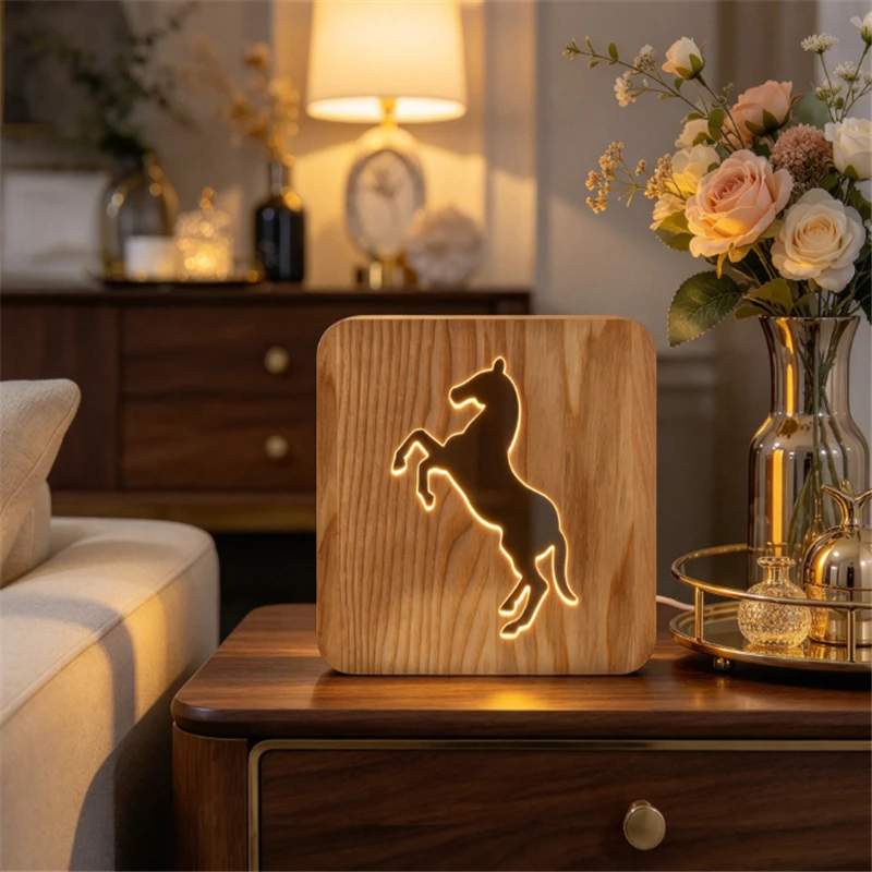 Wooden Plate Animal Prancing horse Table decor Wood Horse decoration plate for Room Offfice party favor drop ship