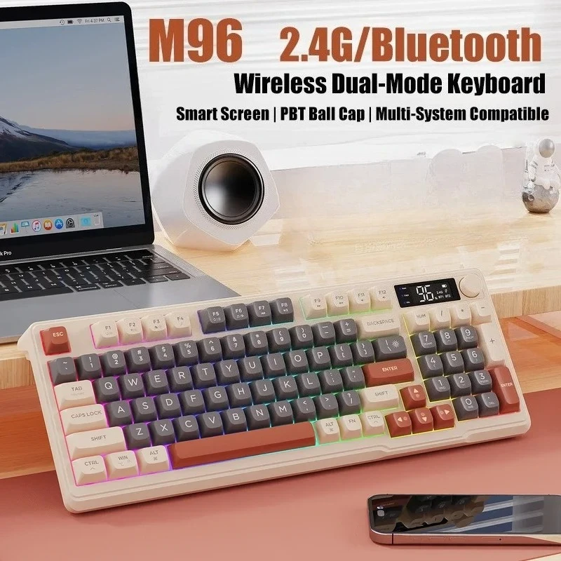 

M96 Bluetooth-клавиатура, игровая клавиатура с беспроводным экраном, электронный экран, подключение нескольких устройств, эргономичные игры