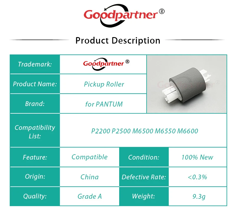 Rolo do recolhimento para PANTUM, 301022060001, P2500, P2200, P2505, M6500, M6550, M6600, M6602, 10X