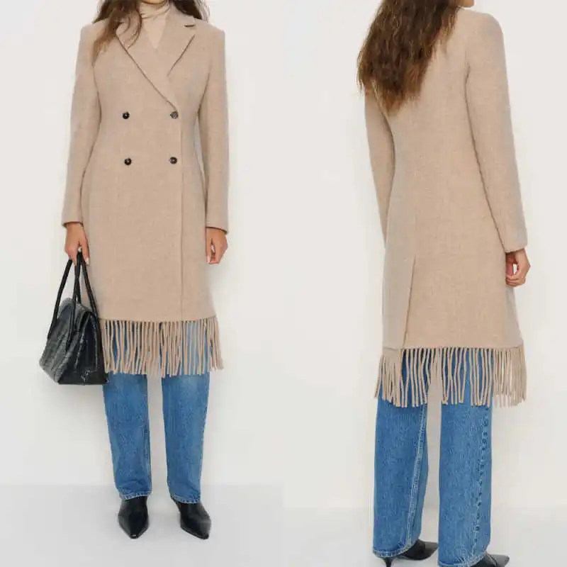 

Classic Women Wool Overcoat 1 Piece Double Breasted Coat Autumn Winter Outdoors Warm Formal Occasion Party Customized