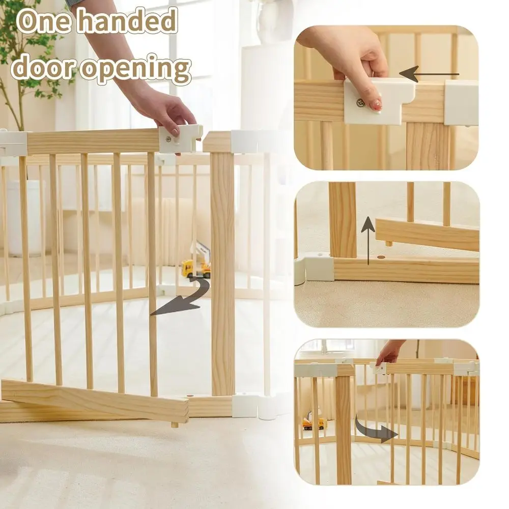 Box per bambini in legno regolabile per bambini piccoli, cortile da gioco pieghevole con connettori a parete e serratura a prova di bambino, ideale per età 1-3 (22