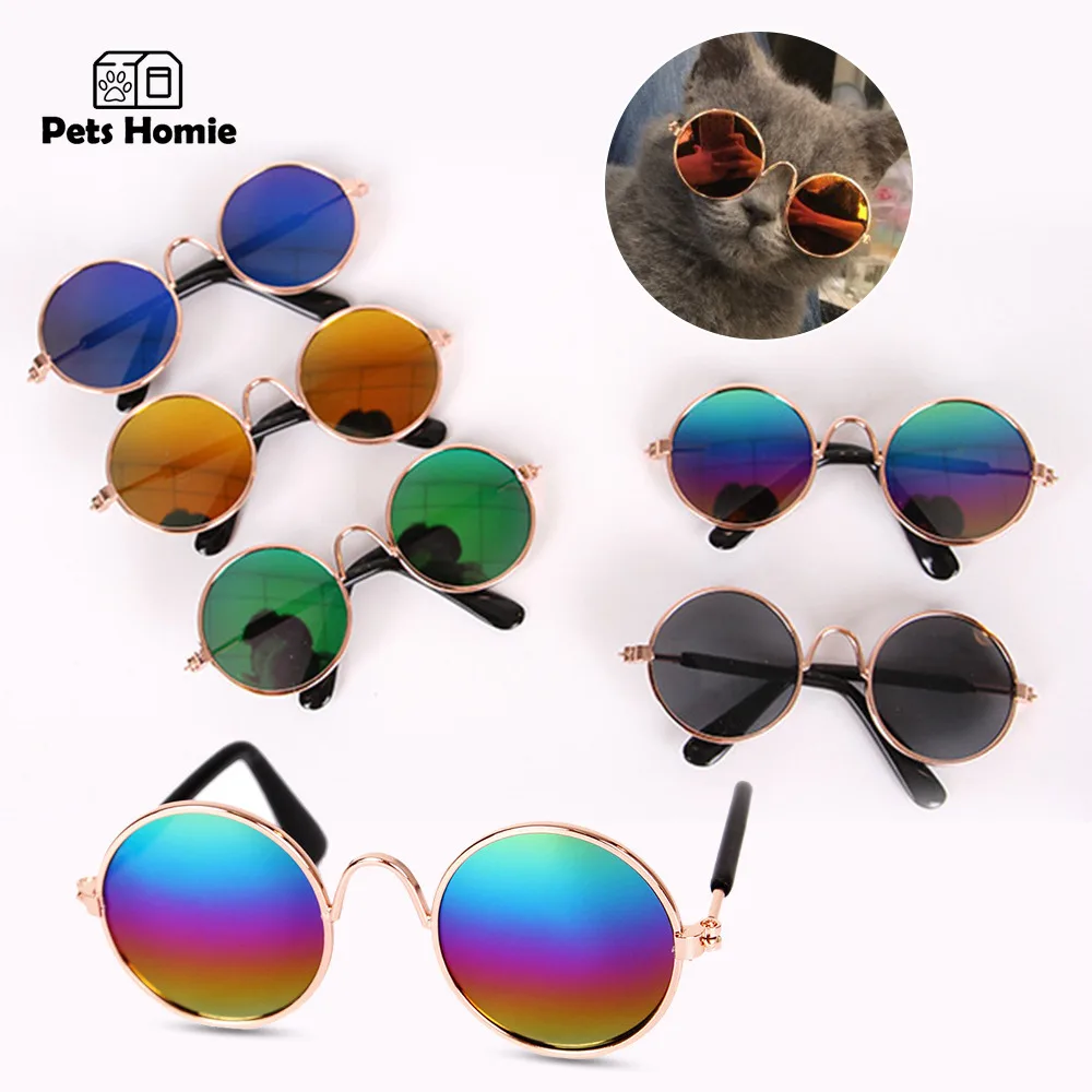 Kitten Sunglasses Cat Pet Products Lovely Retro Round Reflective Glasses Puppy Cat Pet Photos Props Accessories Glasses