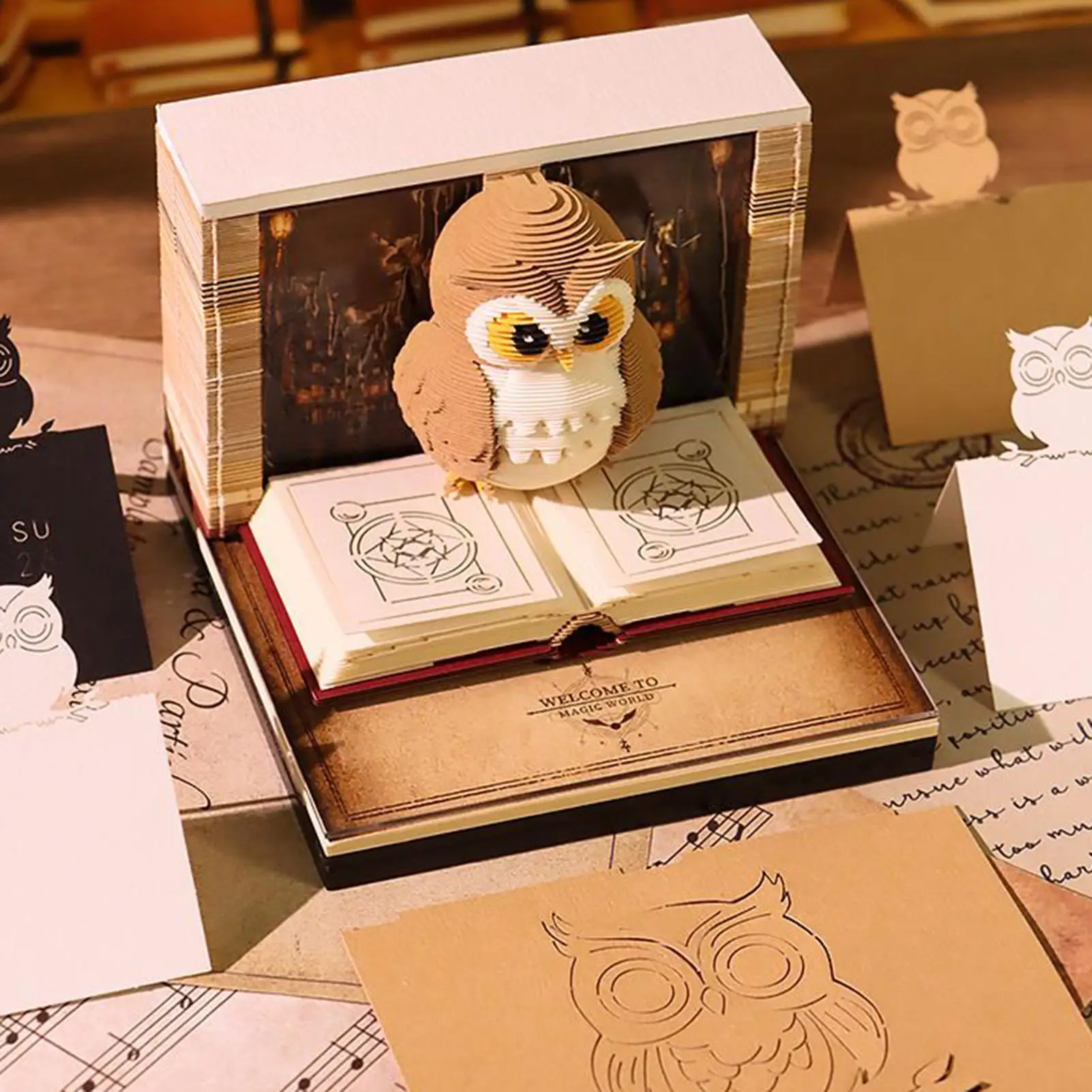 ثلاثية الأبعاد البومة التقويم 2026 الوقت قطعة التقويم البومة على شكل المسيل للدموع بعيدا أجندة مكتبية صغيرة نحت الفن دفتر المسيل للدموع الجدول المفكرة