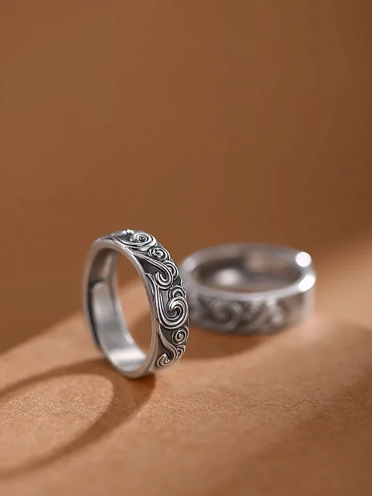 

Новое серебряное кольцо Xiangyun в ретро стиле для мужчин и девушек в этническом стиле Роскошные модные ювелирные аксессуары