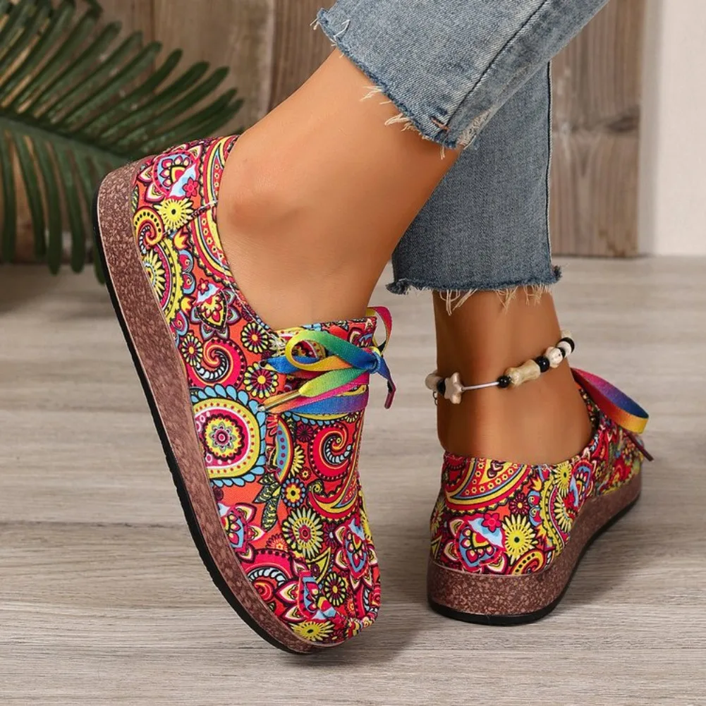 2026 Bestseller Neue Modische Damen-Sneaker mit Schnürung, Bedruckte Damen-Flats, Outdoor-Freizeitschuhe für Damen, Zapatos De Mujer – Detail 14