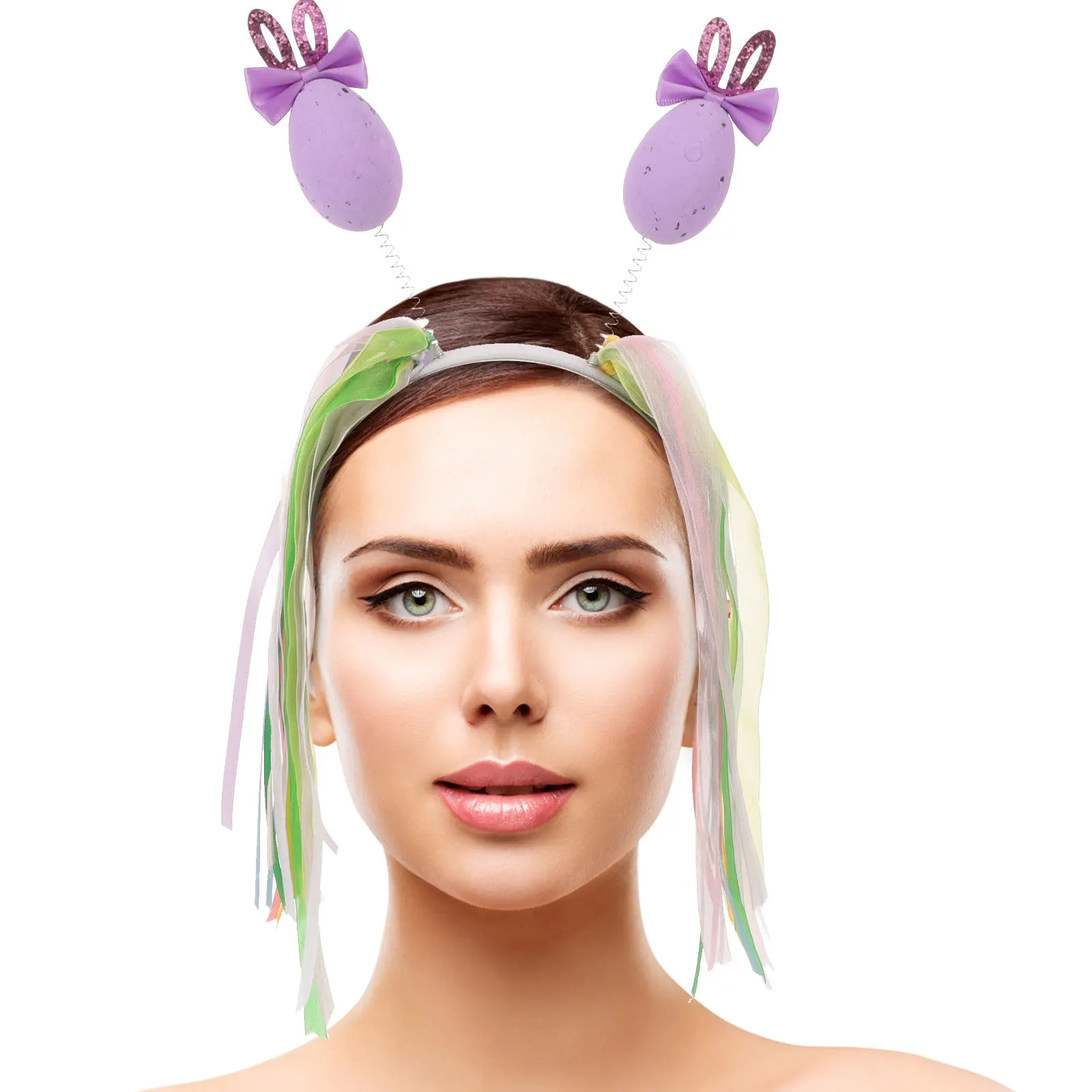 

Повязка на голову с заячьими ушками и яйцом, милая регулируемая повязка на голову с заячьими ушками, праздничные аксессуары для волос, повязка на голову для пасхальной вечеринки для девочек и женщин