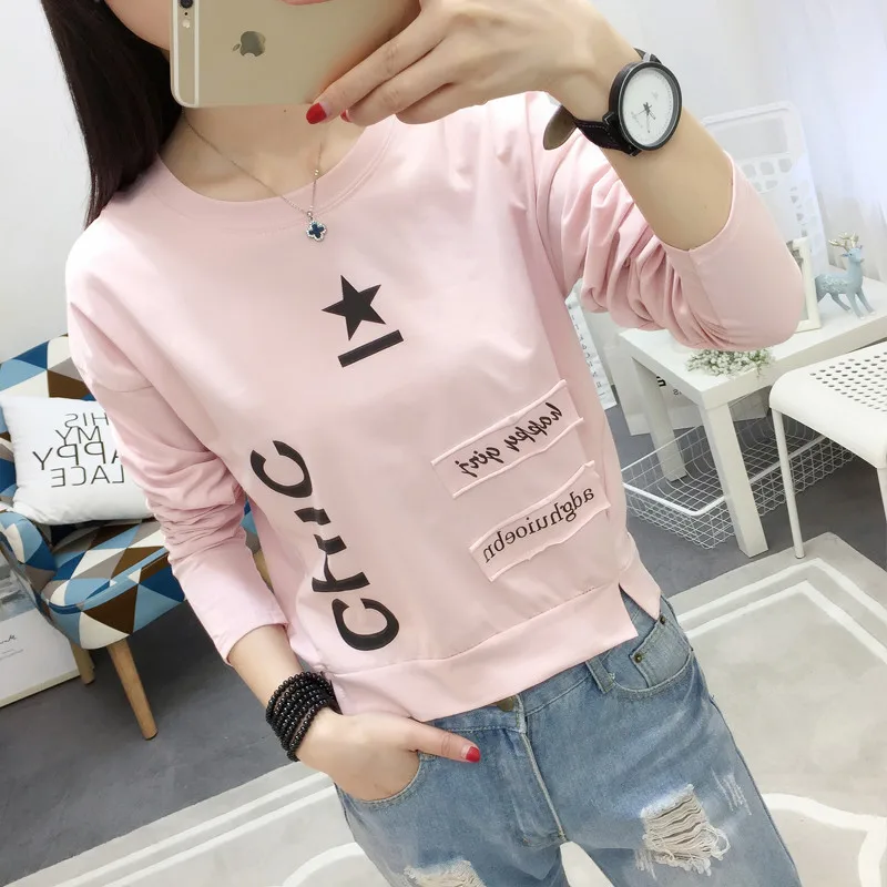 

Casual Women's Short Length T-Shirt With Letter Print And Star Design For Daily Wear