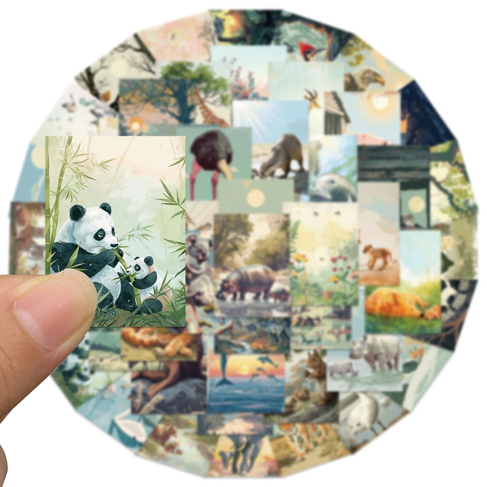 50pcs Vintage Nature Scene Illustrations Stickers Aesthetic Decals For Laptop Skateboard Suitcase Guitar Waterproof Stickers