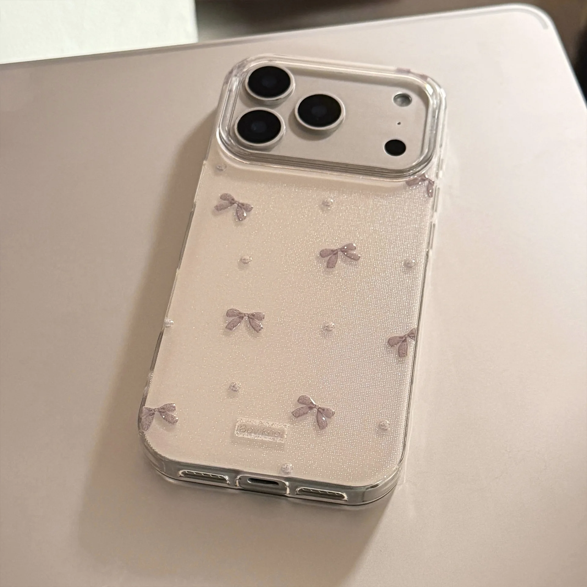 Korean 3D Bowknot Glitter Phone Case For iPhone 17 Air 16 15 14 13 12 11 Pro Max XS XR X 7 8 Plus Shockproof Protective Cover view 3