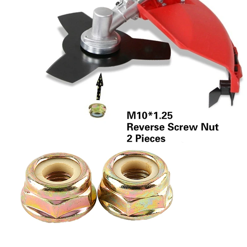 2pcs Set Universal M10x1.25 Reverse Screw Nut for Grass Trimmer New