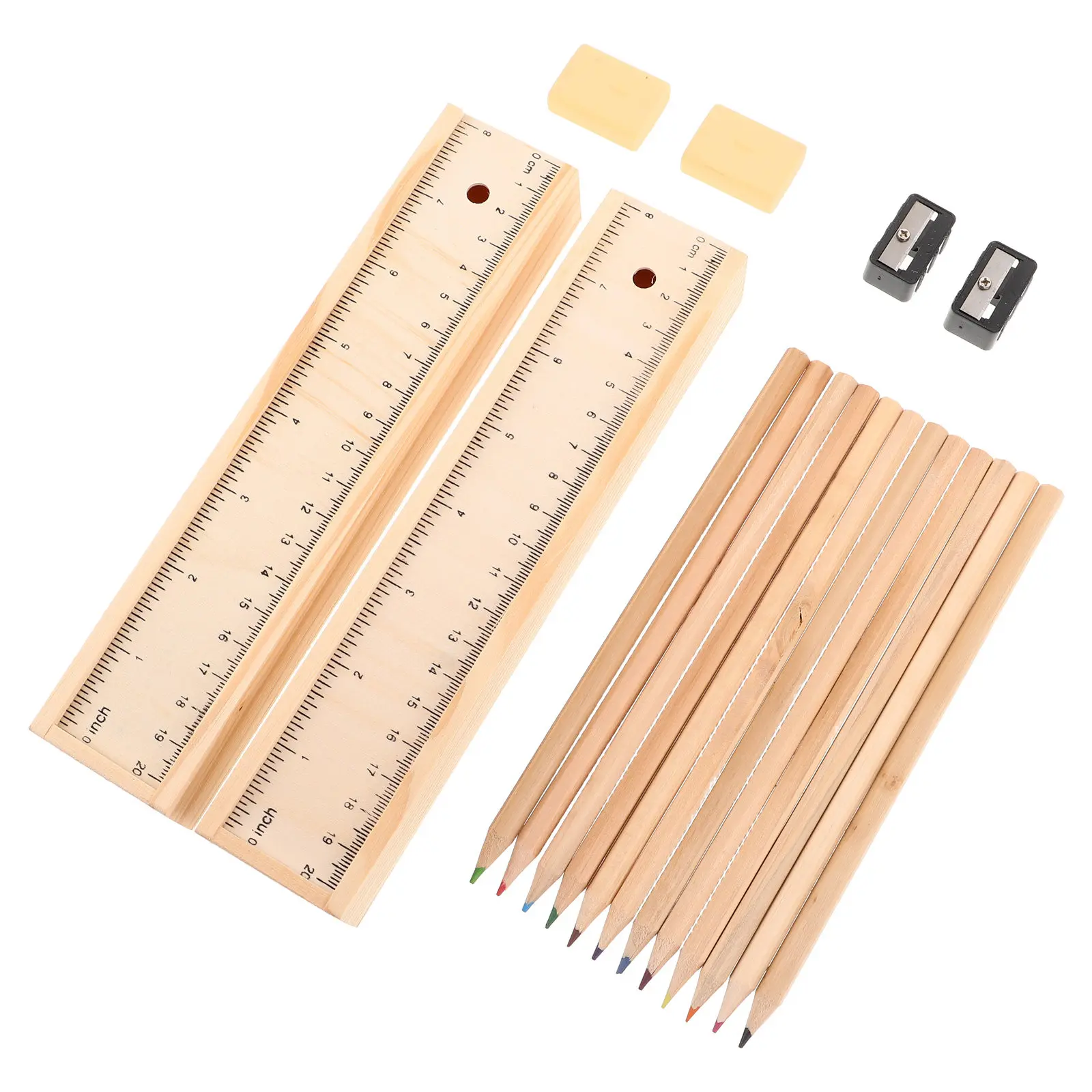 12 Color Natural Wood Pencil Box Colored Pencil Organizer Small Portable Case for School Art Kids Painting Supplies Drawing