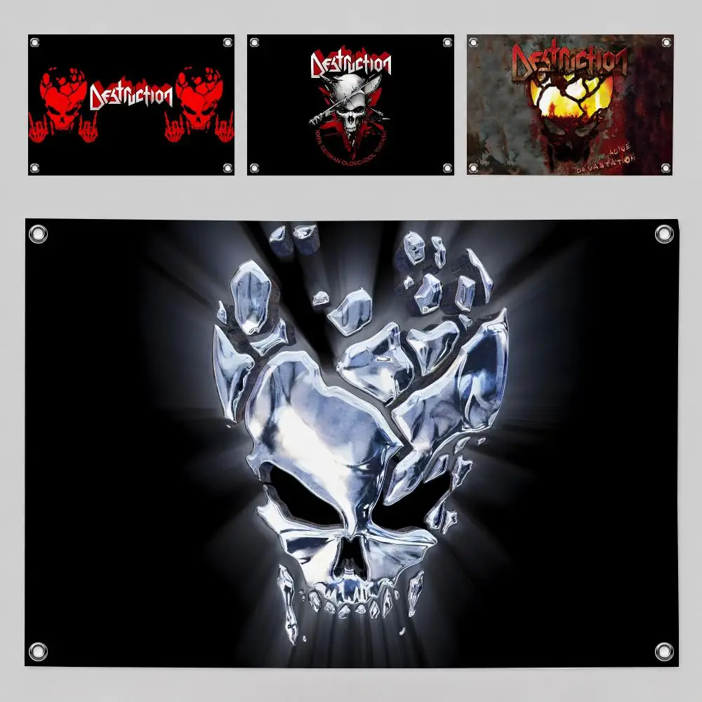 Destruction Classic Thrash Metal Band Flags Home Yard & Garden Decor Banner - Indoor Outdoor Wall Hanging Flag