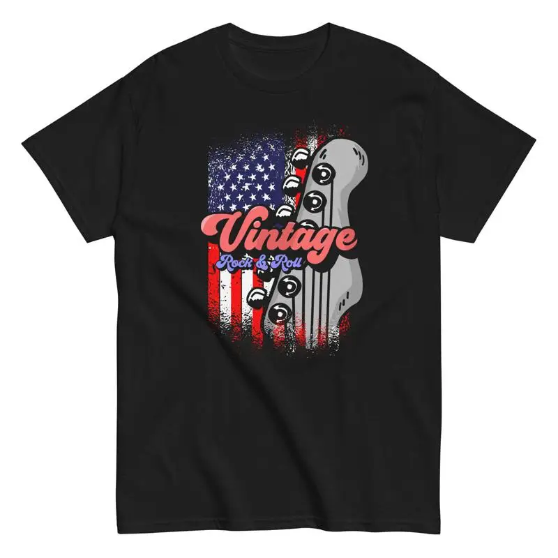 

American Flag Patriotic Guitarist Vintage Rock And Roll T Shirt