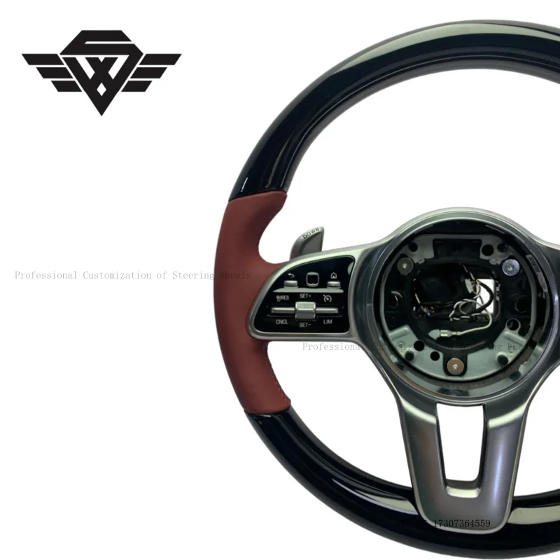 Premium Custom Piano Black Peach Wood Car Steering Wheel  for Mercedes Benz 809Y W223 E63 W205  C E Class High Quality