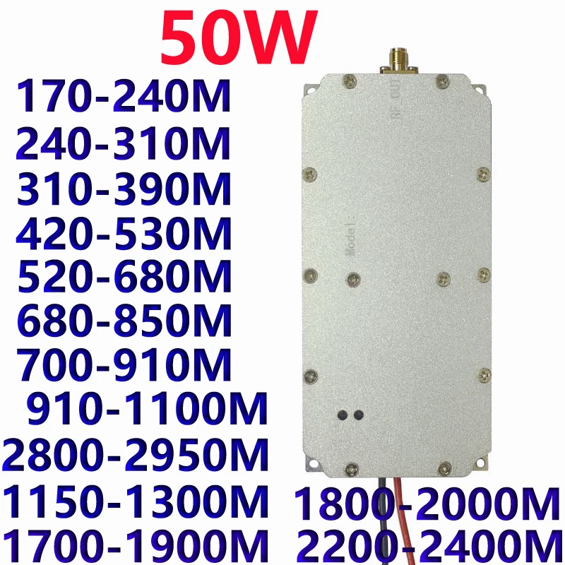 

50W RF module 170-240MHZ240-310M310-390M420-530M520-680M680-850M700-910M910-1100M2800-2950M1700-1900M1800-2000M2200-2400MHZ1.2G