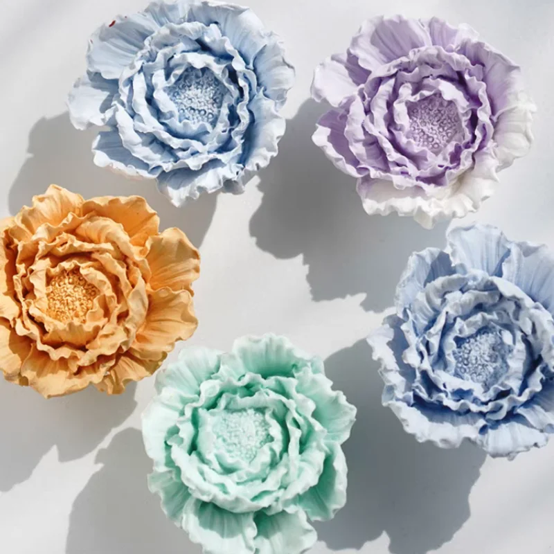 3D Peony Flower Aromatherapy Candle Silicone Mold Rose Fragrance Gypsum Plaster Crafts Home Decoration Mould